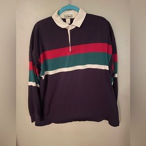Vintage LL Bean Long Sleeve Polo Shirt. XL